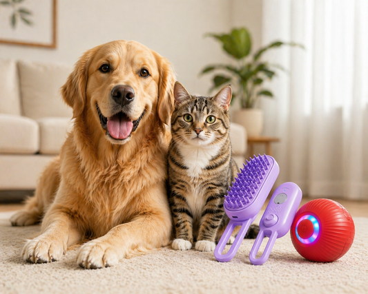 2-in-1 Pet Care Kit – Steam Grooming Brush & Smart Play Ball